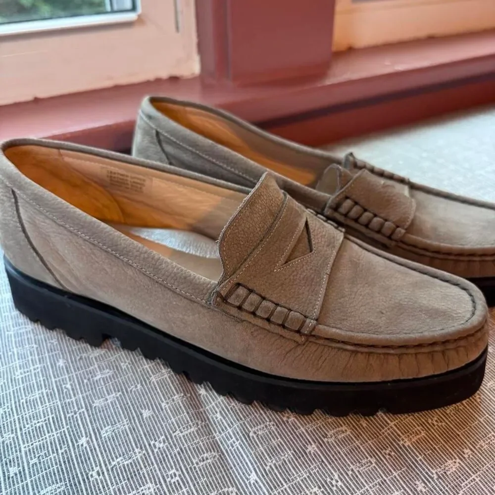 Ron White Tan Oxford Leather Loafers Made in Italy - Size 41